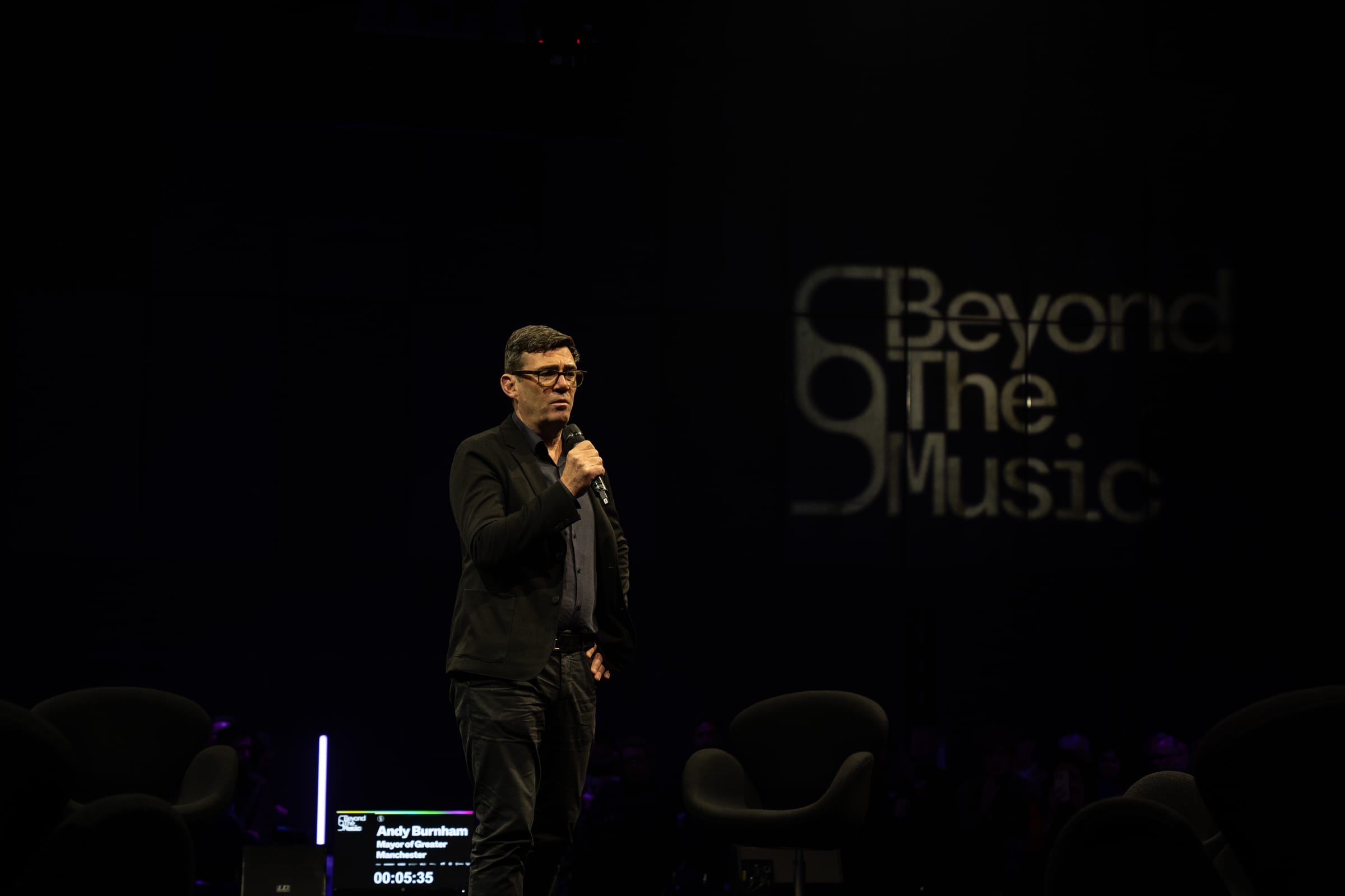 Andy Burnham speaking at Beyond The Music 2024