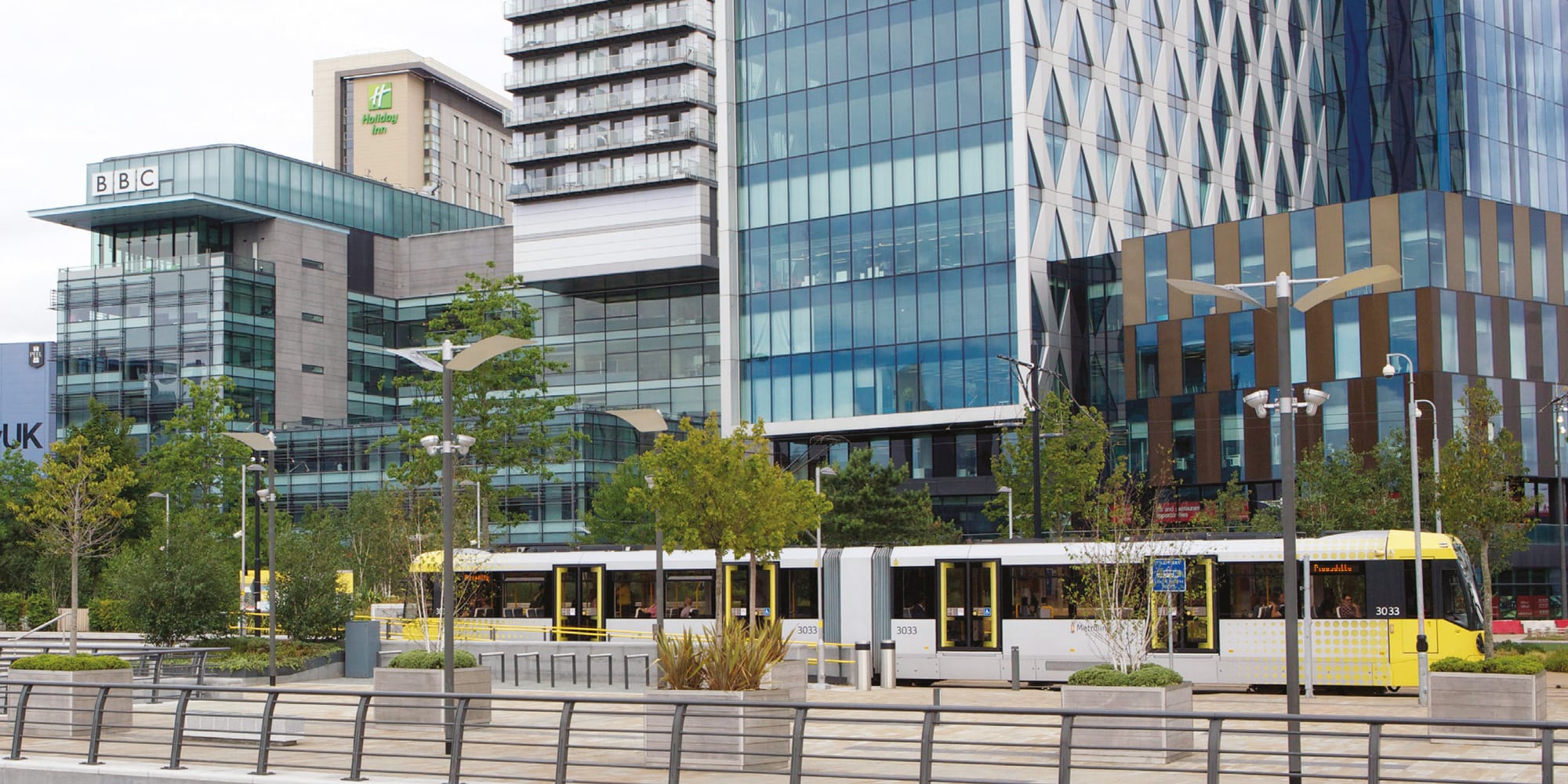 MediaCityUK Metrolink stop and waterfront