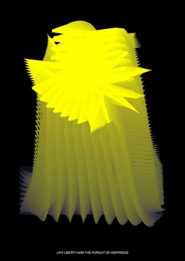 Print 2 of 5, a Peter Saville artwork for the Beyond The Music 2026 programme: a spiky yellow burst above a ridged yellow form that fades into black